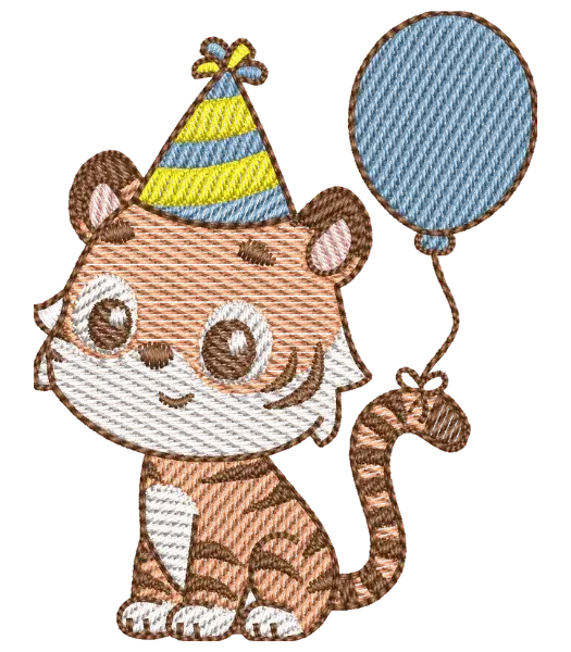 Matriz de Bordado Tigre Aniversário